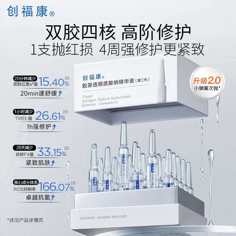 创福康胶原透明质酸钠精华液2.0补水保湿精华30支/盒【达人专属】