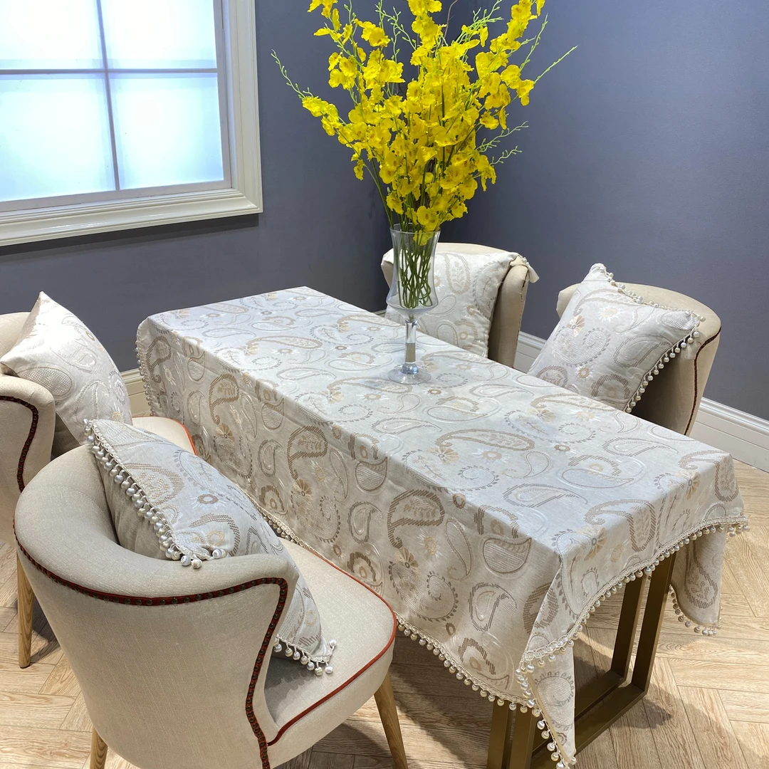 罗曼特巴旦木十字绣米色桌布