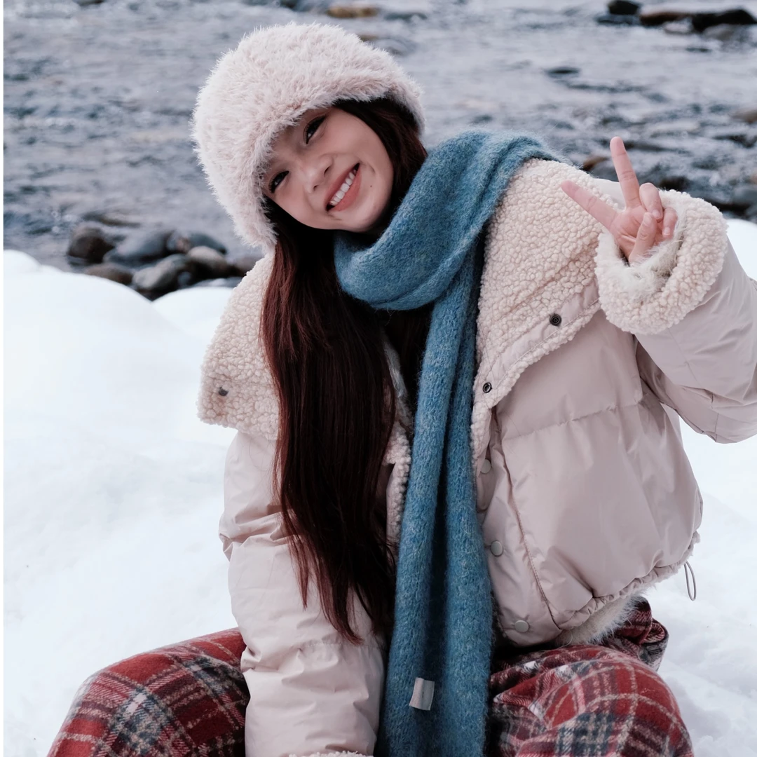 （青）新款冬季棉服拼接翻领女短款外套抽绳收腰宽松2311XHWT0071