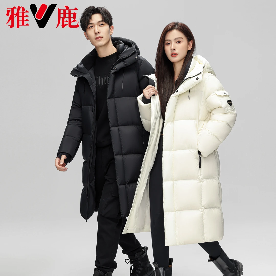 雅鹿羽绒服鹅绒中长款加厚爆款正品情侣装男女士秋冬季外套新款DO