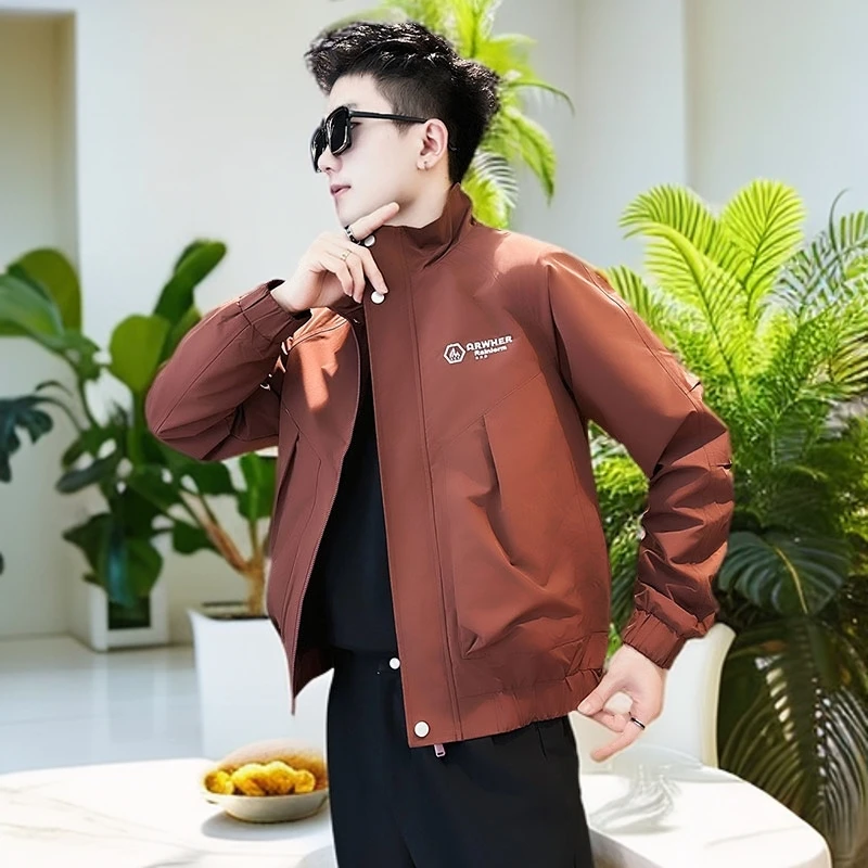 潮牌立领外套男短款春秋季褂子2024新款男装上衣休闲痞帅气夹克男