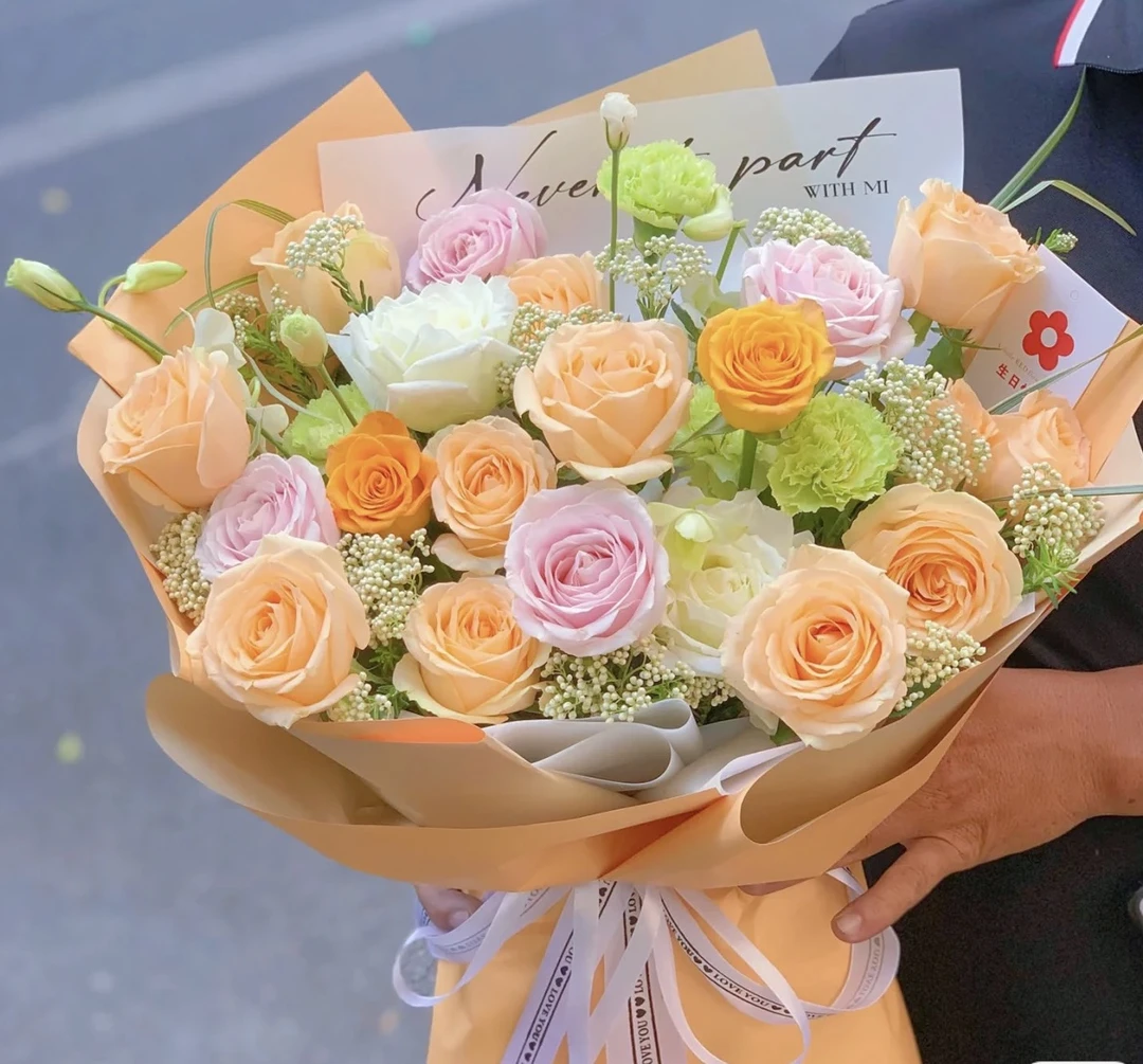 【喜运来鲜花】香梹粉紫色玫瑰花束同城速递生日鲜花