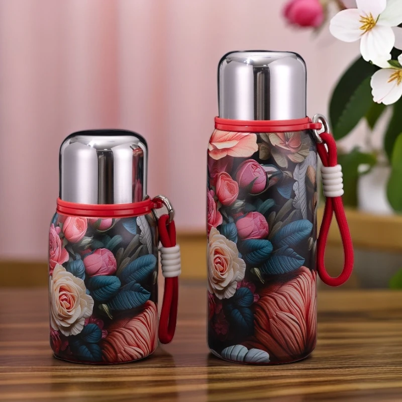 爆款高颜值小巧便携316复古轻奢车载骑行保冷保温大容量茶水杯