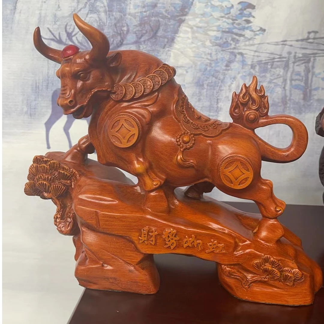 财势如虹大牛家居客厅工艺品桌面摆件（长30高25）