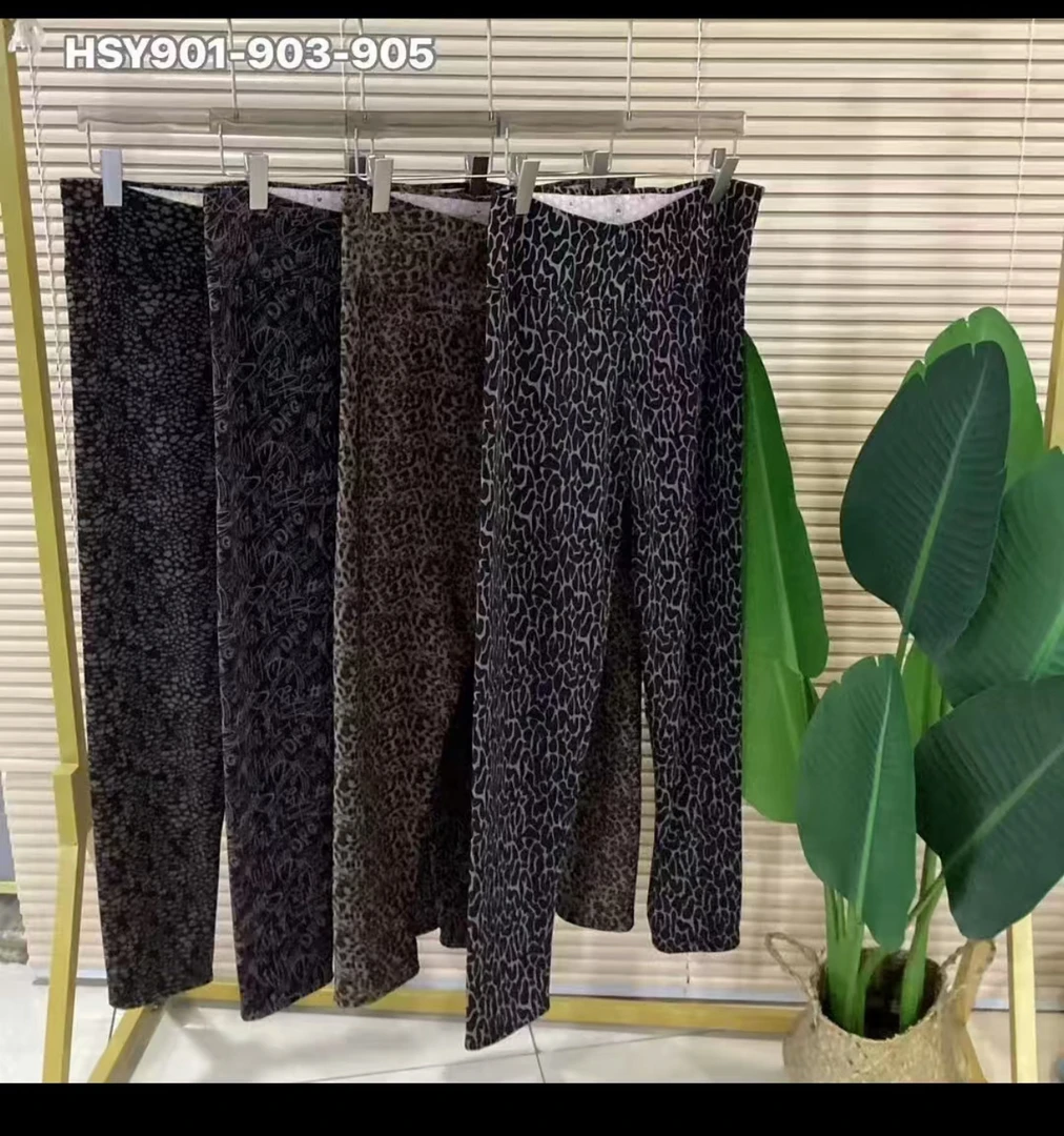 豹纹女士居家保暖棉裤