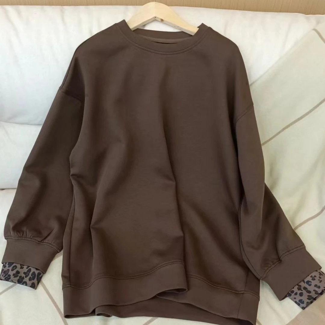 2024韩版气质早秋休闲豹纹拼接设计上衣女G0841  专