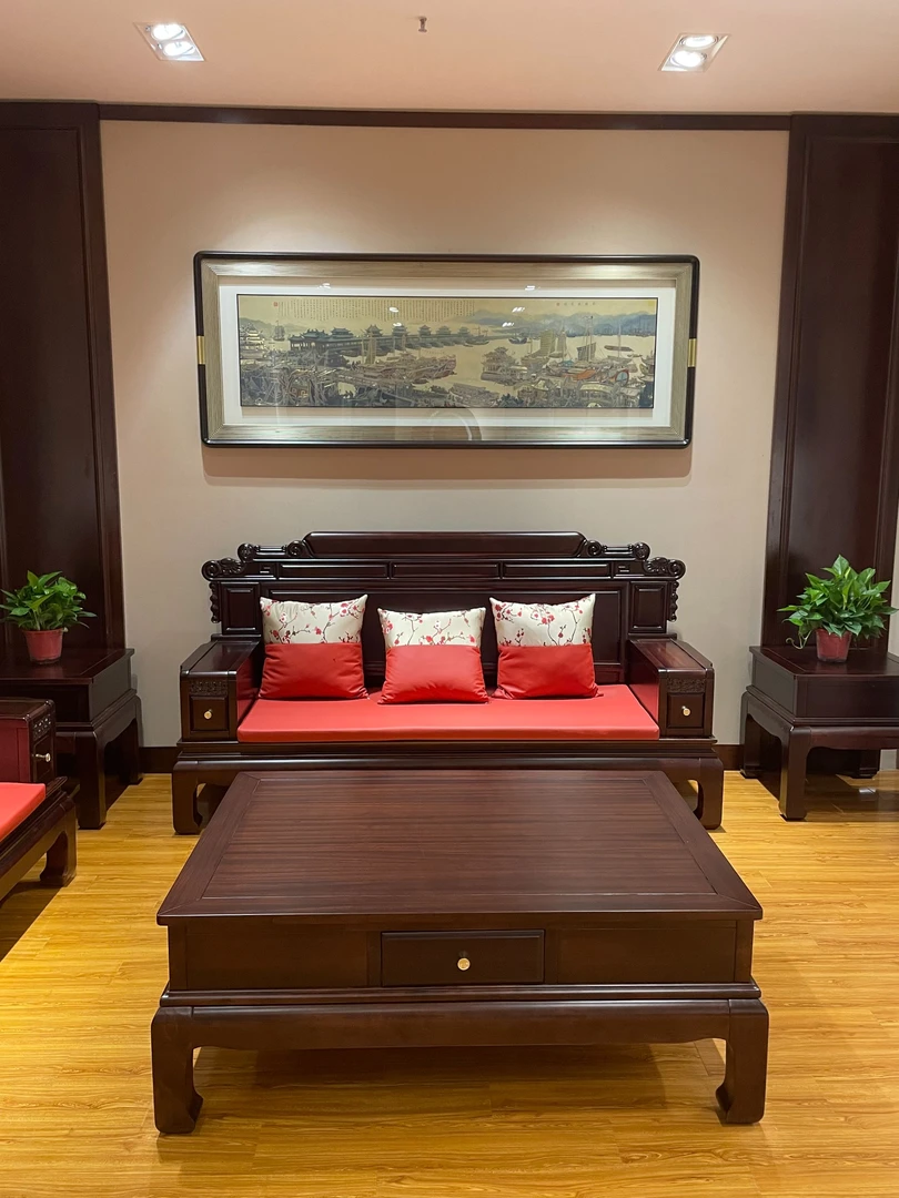 铜鑫铜亿《船桥夜市图》手工铜板雕刻 新中式客厅沙发办公背景挂画