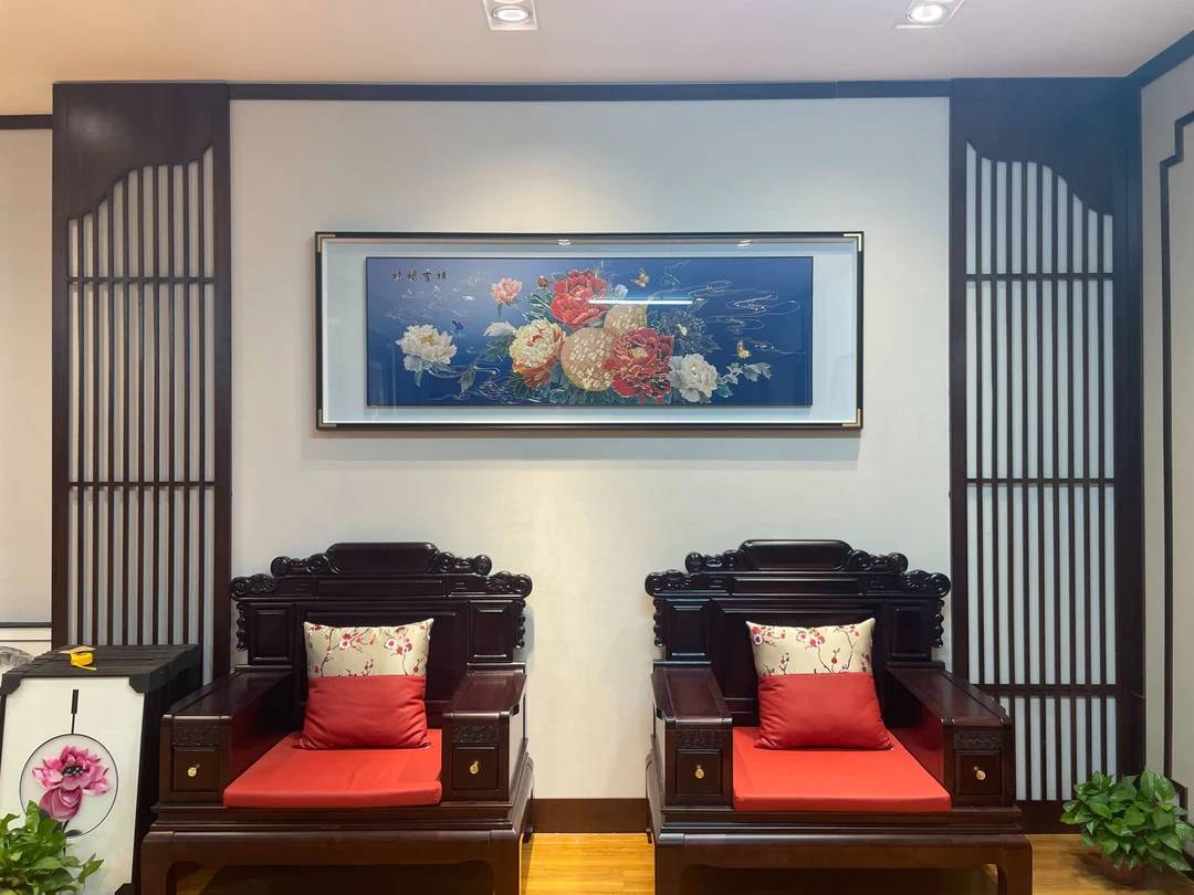 铜鑫铜亿《福禄吉祥》手工铜板雕刻 新中式客厅沙发办公背景挂画