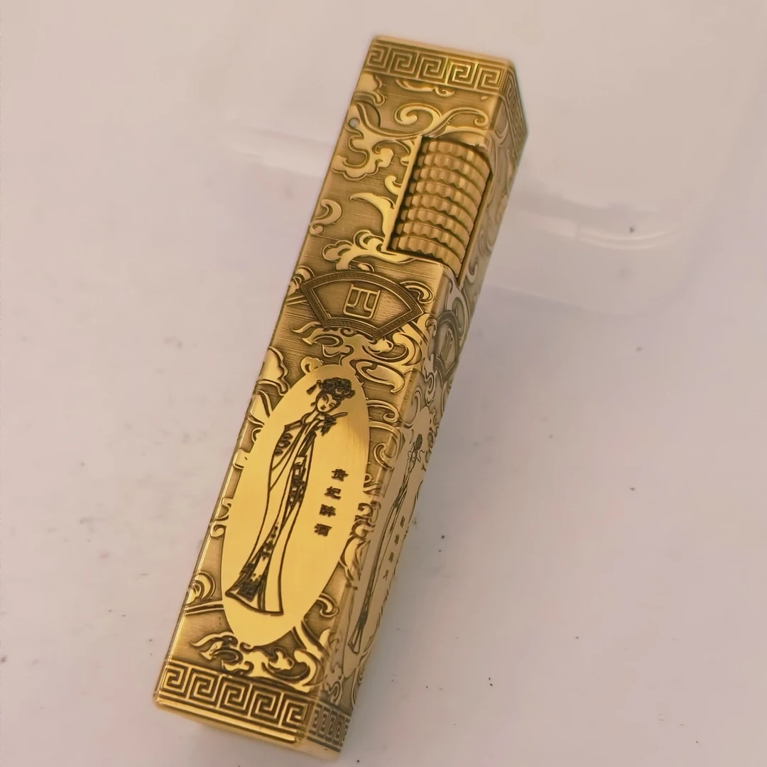 纯铜金条式四大美女五面精雕煤油打火机