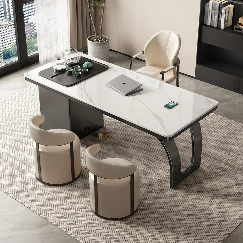 岩板轻奢茶台桌现代简约茶桌家用阳台办公自动烧水功夫茶一体茶台