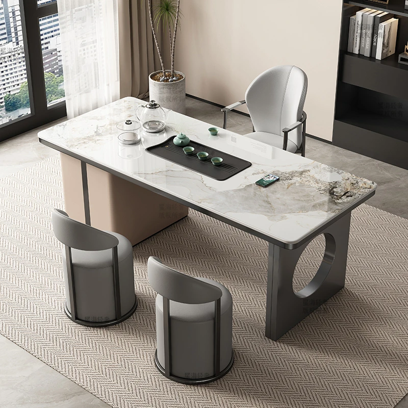 岩板茶桌轻奢现代高级感茶台现代简约办公室家用茶室泡茶功夫茶几