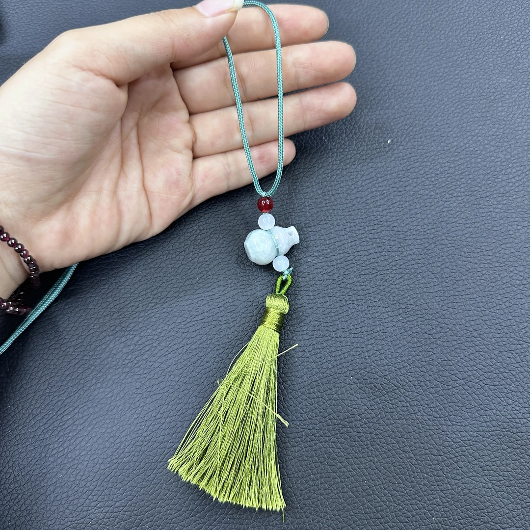 天然翡翠玉石葫芦浅绿绳吊坠福禄玉石项链【多样性发货】BH114