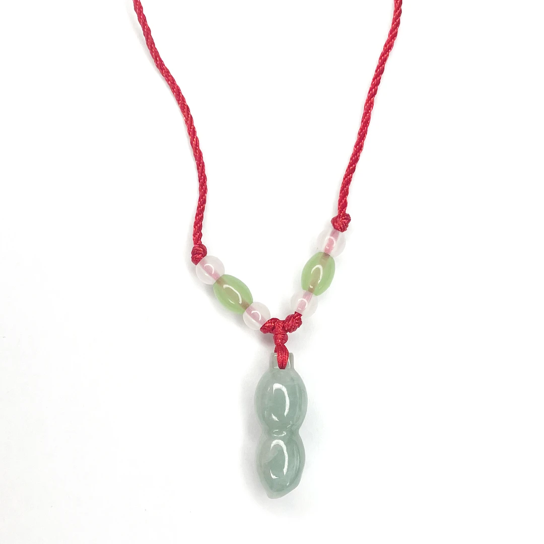 天然翡翠玉石好事花生红绳吊坠项链【多样性发货】BH125