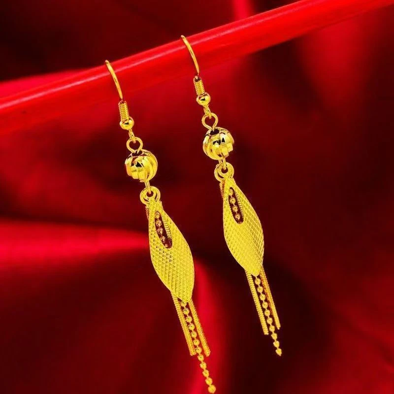 铜合金耳饰 铜合金耳环   树叶流苏耳钩