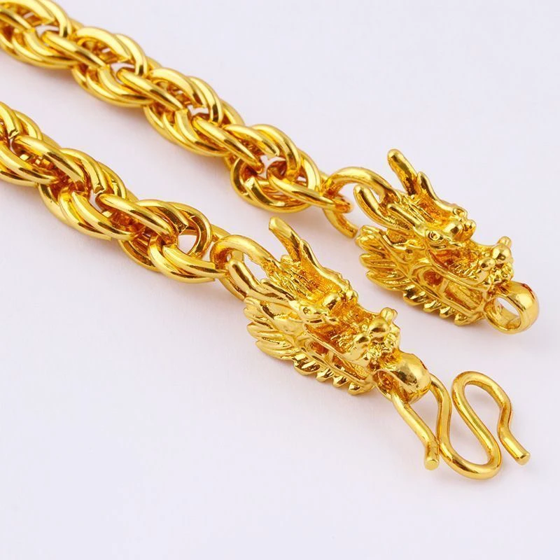 铜合金项链 铜合金项链潮流百搭麻花项链金色霸气饰品送男友首饰