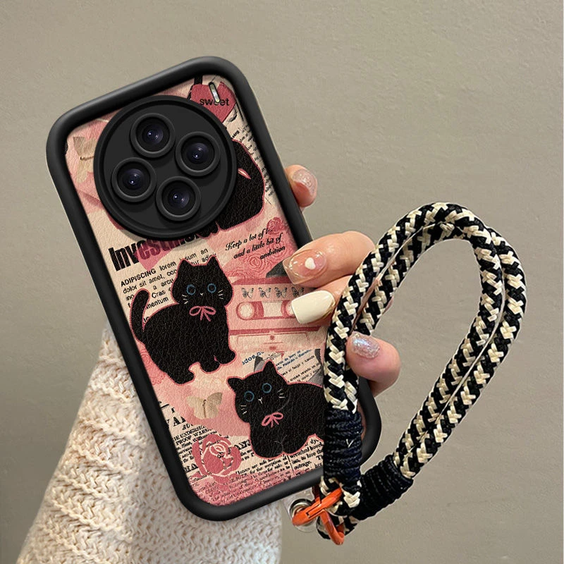 黑猫适用苹果iphone小米15/14/13promax防摔vivo华为oppo手机壳女