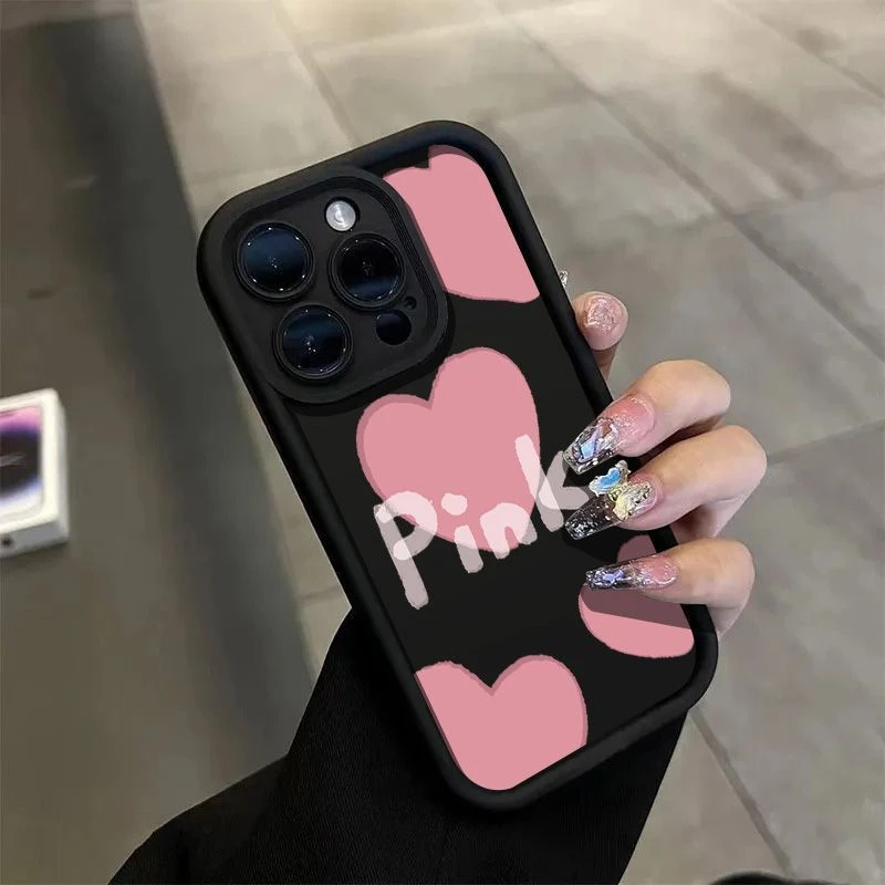 PINK大红爱心适用iphone15/14/13苹果手机壳华为vivo小米oppo红米