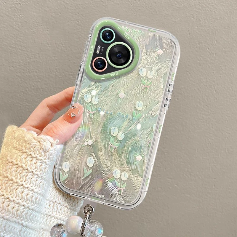 绿色小花适用iphone15/14/13时尚华为vivo小米oppo手机壳爆款女生