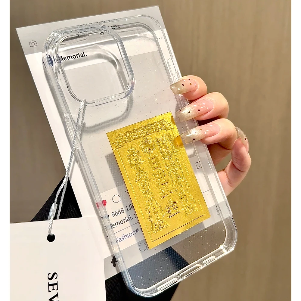 ins高级感金箔日进斗金适用iPhone16promax手机壳苹果15pro新款14