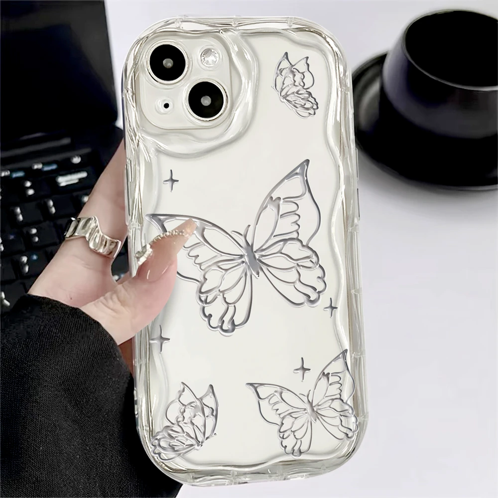 满屏金属蝴蝶适用iphone15/14/13时尚手机壳华为vivo小米oppo抗摔