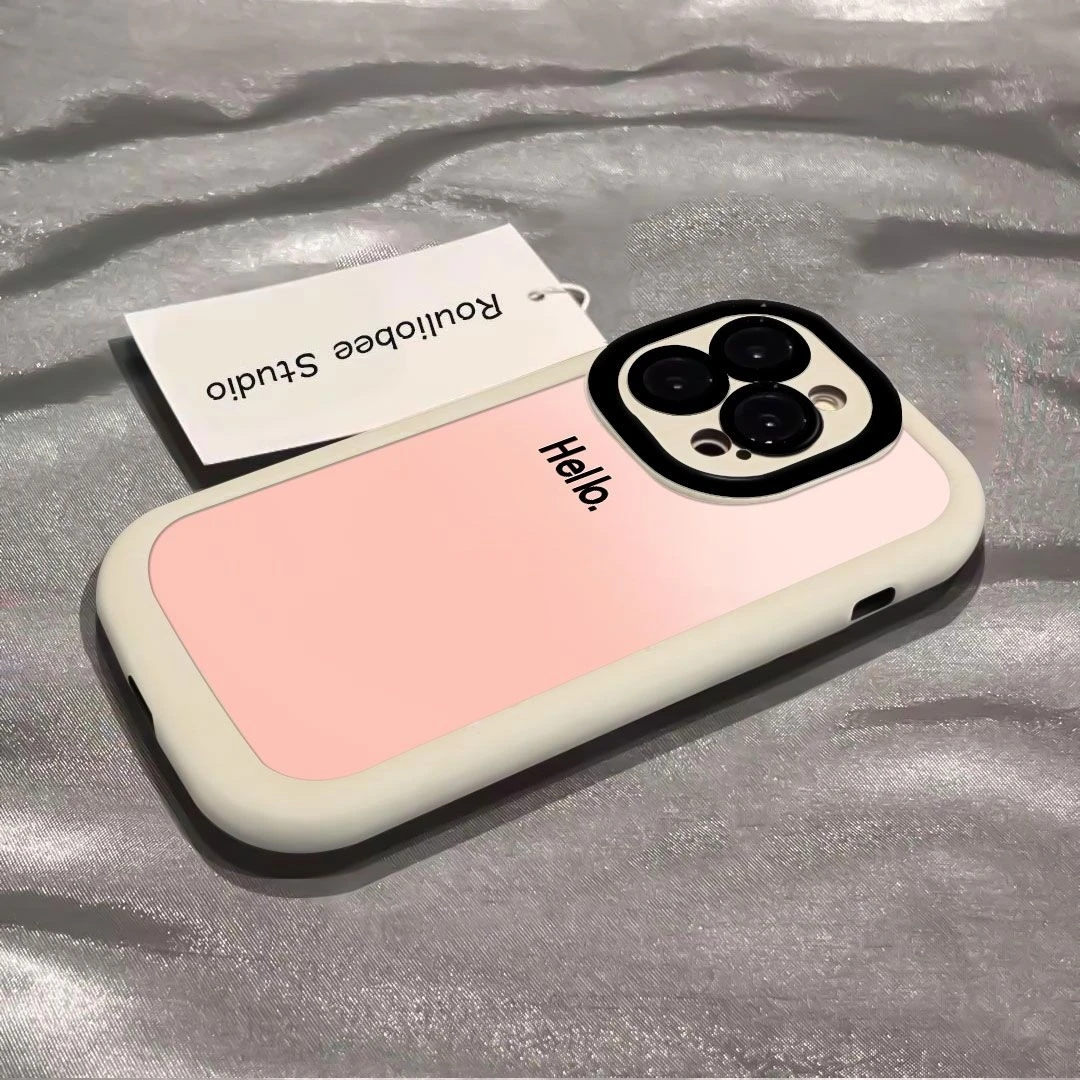 粉色渐变HELLO适用iphone15/14/13/苹果手机壳女华为vivo小米oppo