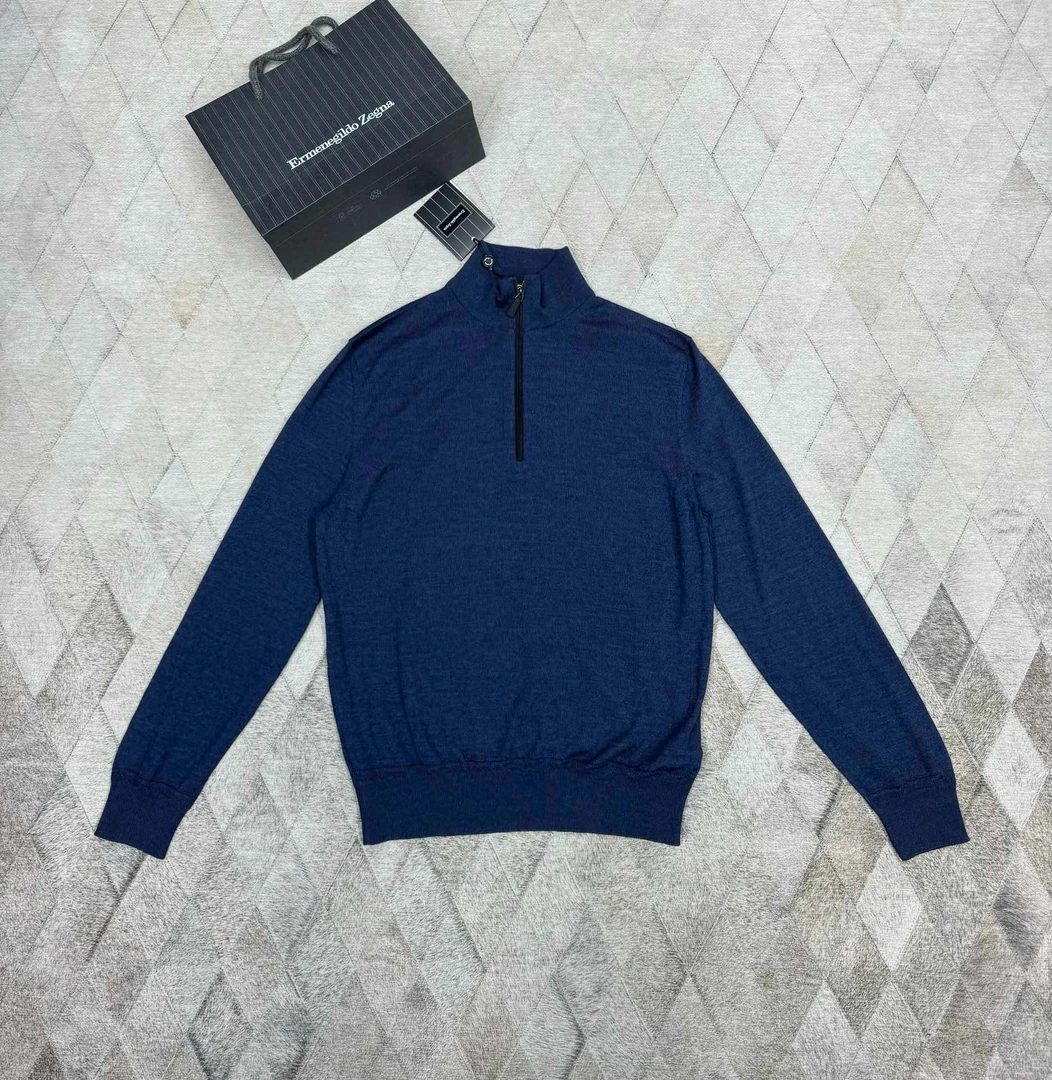 未使用 ZEGNA 131518 杰尼亚主线半高领桑蚕丝羊绒针织衫