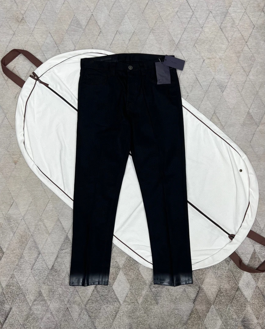 全新未使用 Prada/普拉达 126834 Prada黑色牛仔裤三角标设计