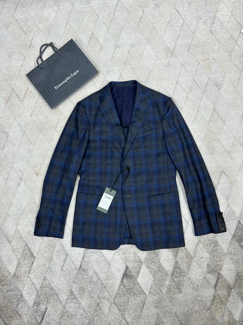 全新未使用 ErmenegildoZegna 130540 杰尼亚羊毛格纹西服