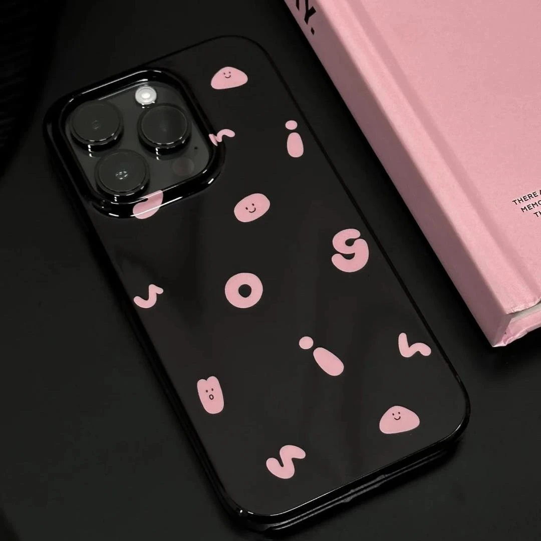 靓壳简约黑粉字母14手机壳iPhone13适用11苹果12菲林手机壳ins网