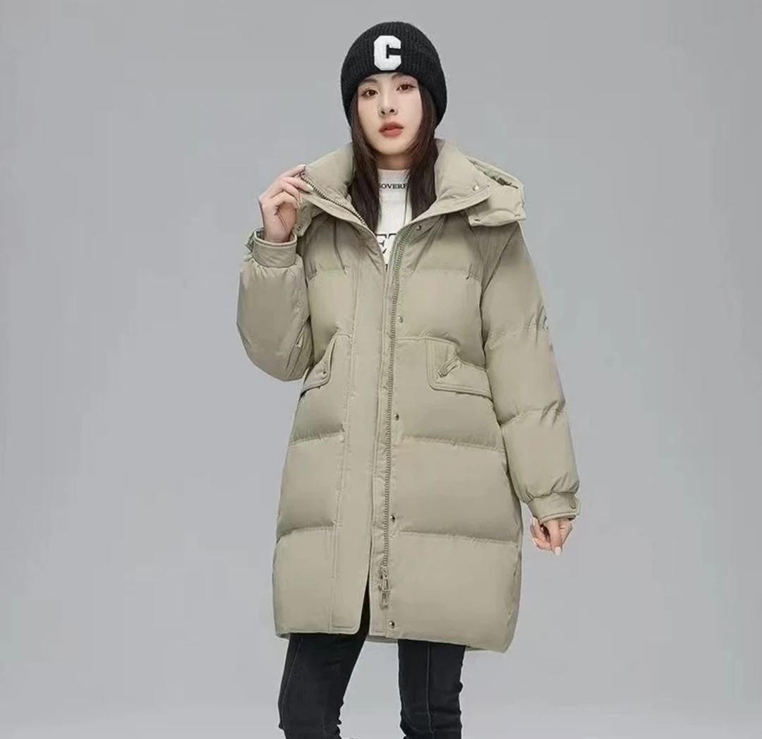 新2024中长款棉服女加厚外套秋冬宽松韩版白搭棉衣棉袄可拆帽外套