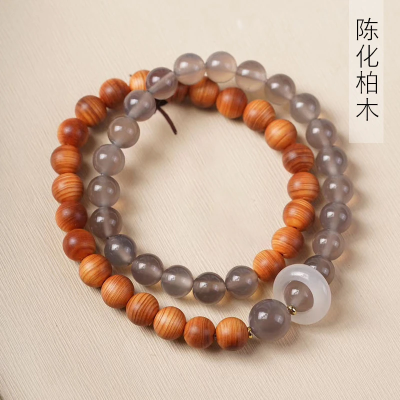 非金属木质手链 陈化柏木慧素圈情侣手串珠玉款手链百搭简约首饰