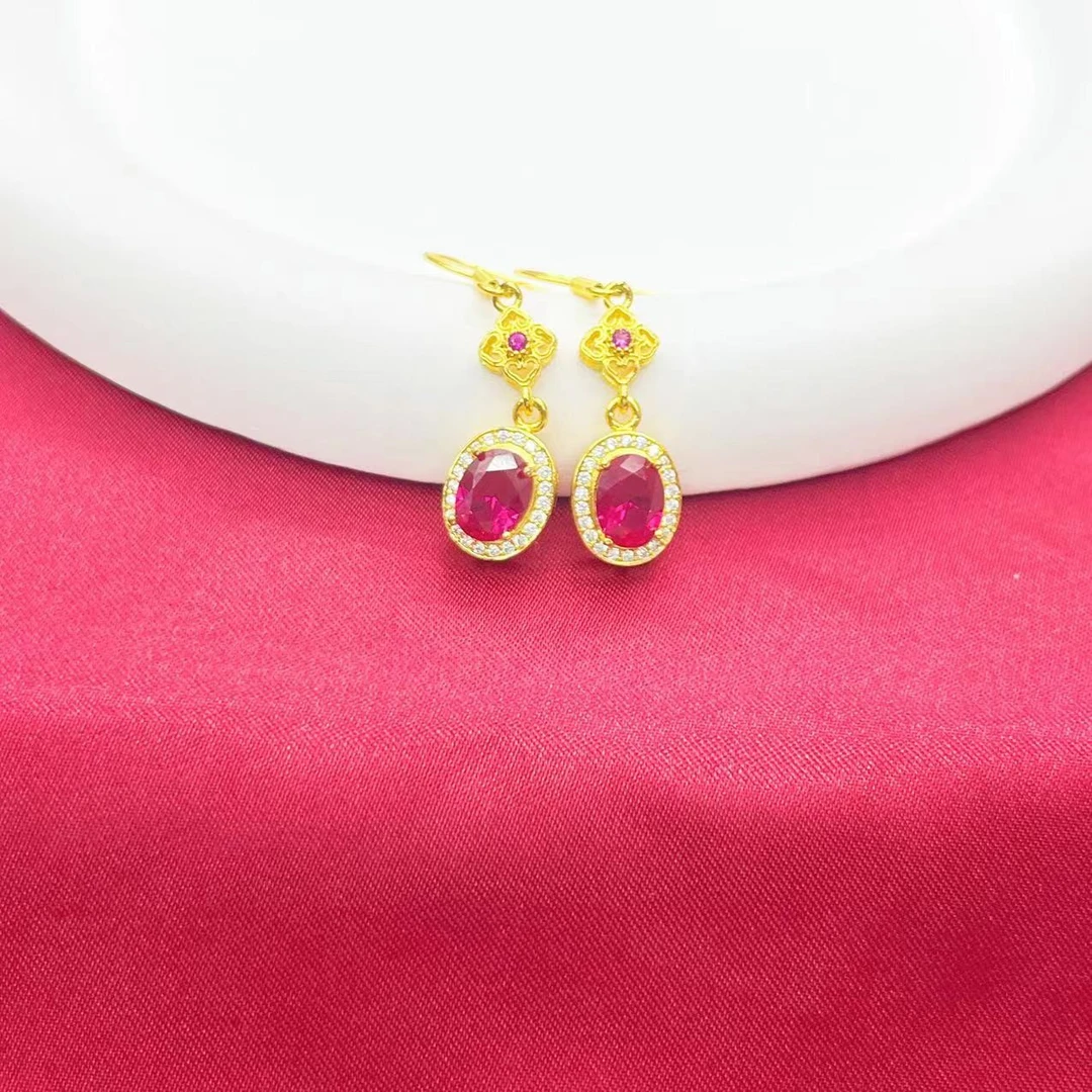 【表哥专属】传承名贵宝石培育星光红宝石豪华耳环K338