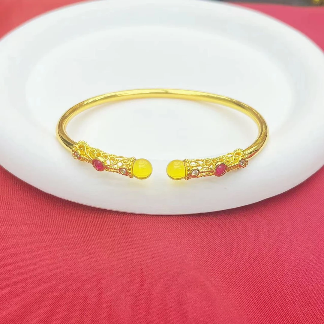 【杰哥专属】古法纯手工制作繁花似锦一生所爱天然蓝珀手镯K386