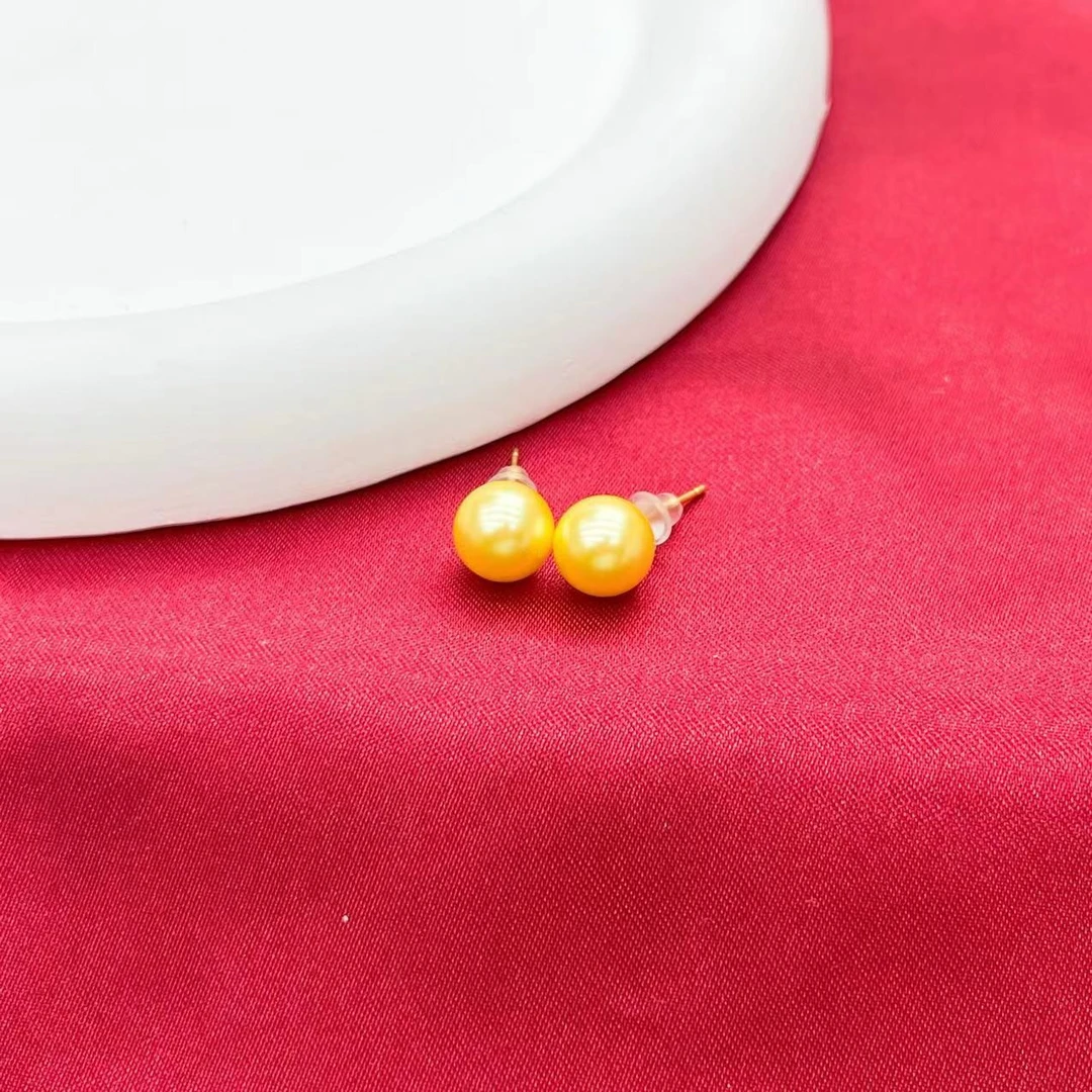 【杰哥专属】海贝金珠轻奢富太太南洋珠卡8耳钉V58（赠包装）