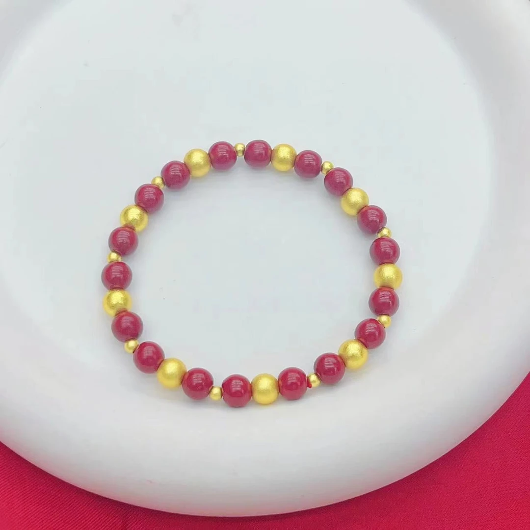 含辰砂工艺品【杰哥专属】高含量正品紫金砂朱砂磨砂转运珠手串V73