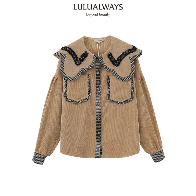 LULUALWAYS 冬季 复古法式宽松娃娃领显瘦衬衫 LMD2059