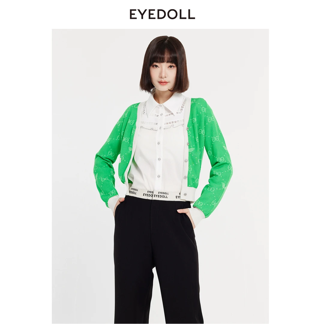 EYEDOLL【商场同款】24春季新款减龄时尚通勤翻领短款衬衫EPA2022