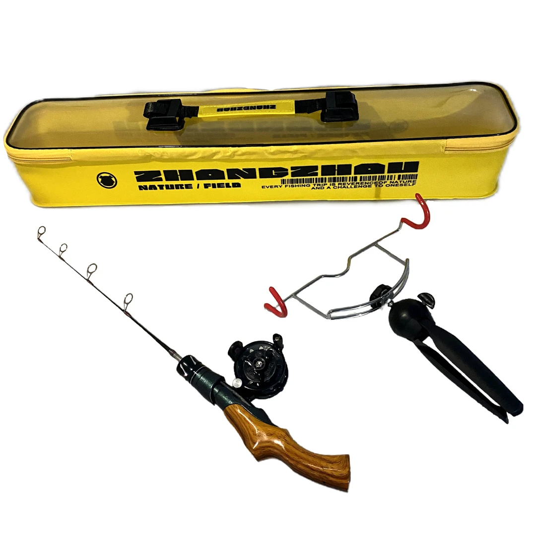 新款冰钓鱼竿冬钓冰钓实心软调硬调圆稍扁稍超短鱼竿筏杆套装