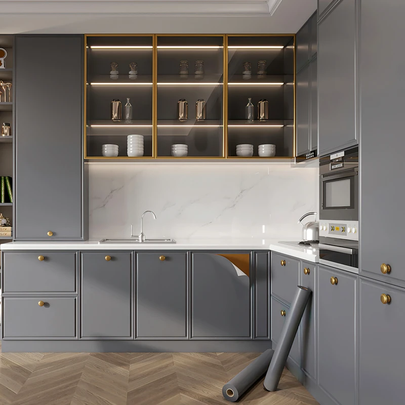 加厚肤感橱柜贴纸防水防潮柜子柜门改色衣柜桌面翻新贴膜厨房防油