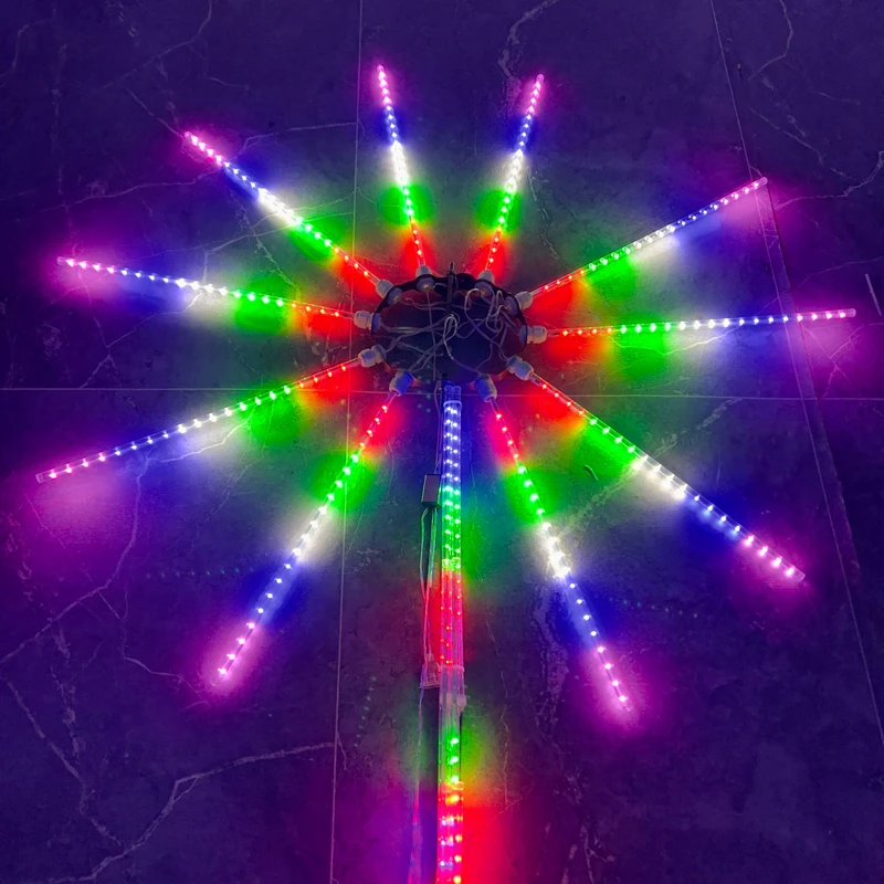 双面发光直径1.2米旋转烟花灯防水带灯头支撑架带5米流水灯家用