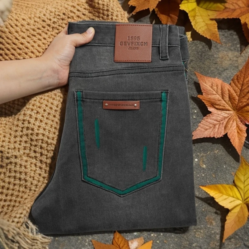 尼纳升级二代秋冬新款轻奢欧货撞色款修身小直筒牛仔裤士时尚潮流