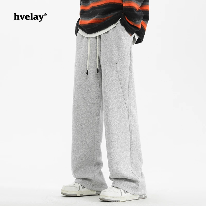 hvelay潮牌2024休闲裤男秋冬裤子美式潮宽松卫裤休闲直筒运动长裤