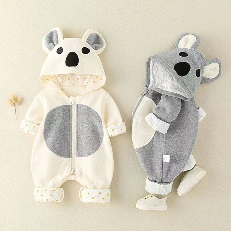【咪辰】春秋新款男女宝新生婴幼儿可爱洋气卡通连帽大白熊连体