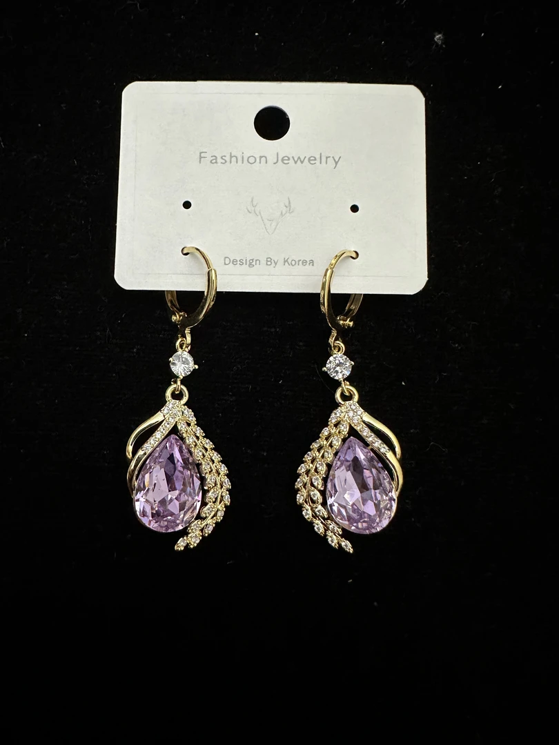 铜合金合成锆石耳饰 QE0027高奢耳饰