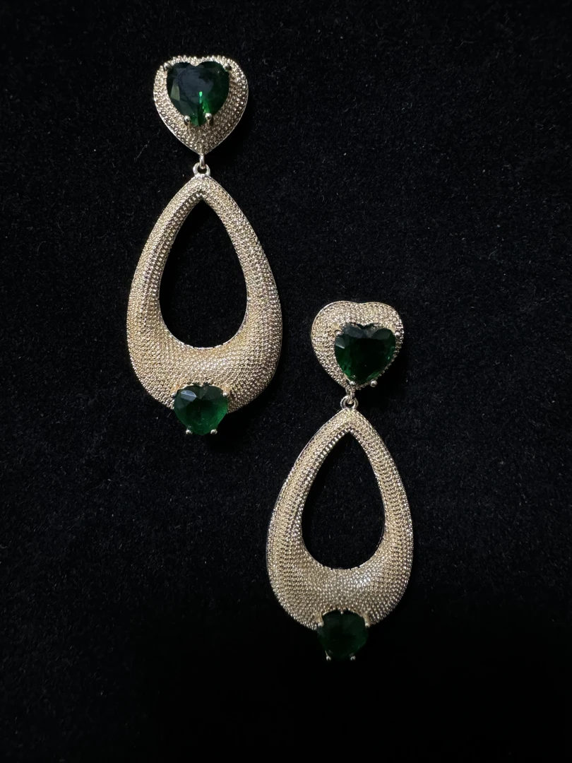 铜合金合成锆石耳饰 QE0783高奢耳饰