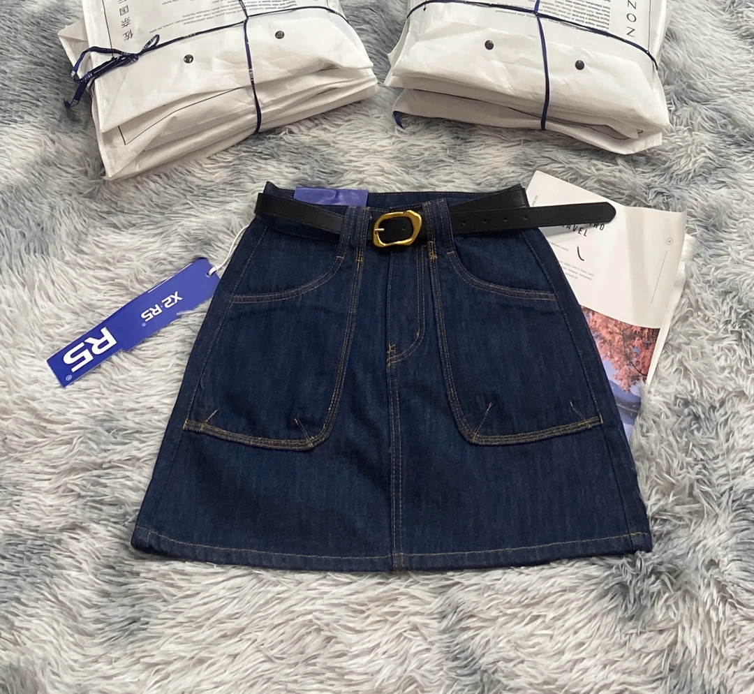 63839*明线夏季韩版显瘦半身裙女装半身裙高腰短裙防走光牛仔短裙
