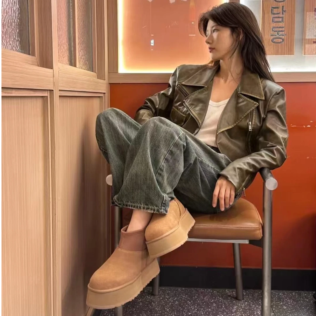 2024新款冬季厚底弹力袜休闲短靴雪地靴8170