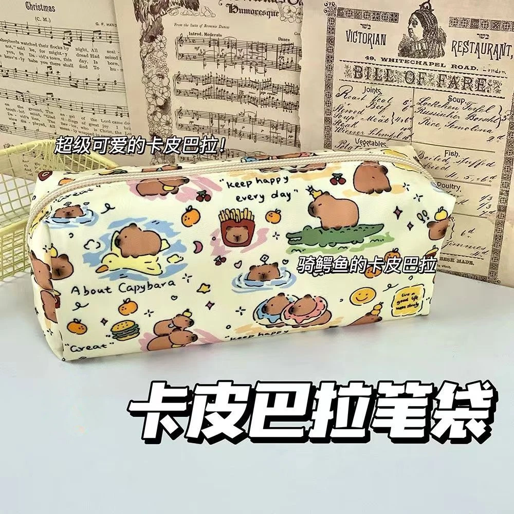 小红书顶橘卡皮巴拉笔袋ins 可爱高颜值大容量学生收纳笔袋多巴胺