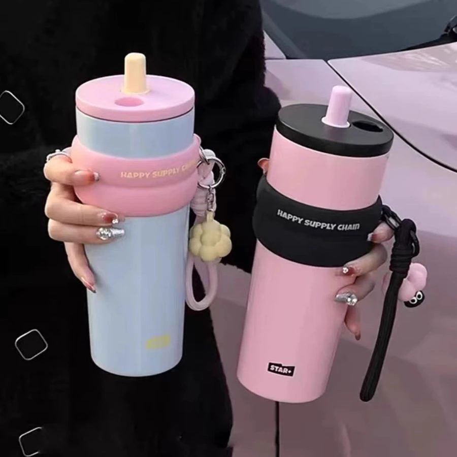 s大家3陶瓷内保温杯大容量女生带吸管水杯新款高颜值骑行学生