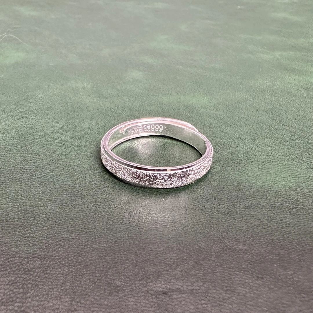 足银戒指 【苗家阿美】MY①银饰通体磨砂情侣戒指足银999男女对戒